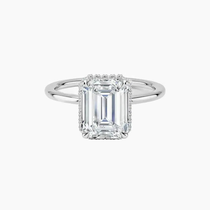 Mirabel Emerald Hidden Halo 3 Carat Lab Grown Diamond Engagement Ring in 18K White Gold