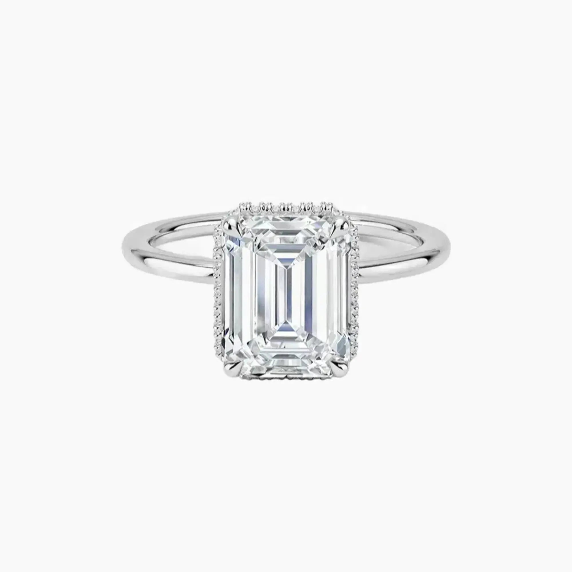Mirabel Emerald Hidden Halo Diamond Ring Setting in 14K Yellow Gold