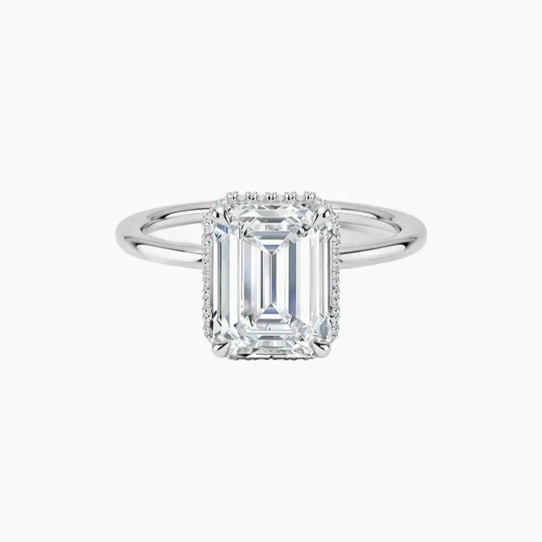 Mirabel Emerald Hidden Halo 3 Carat Lab Grown Diamond Engagement Ring in 14K Rose Gold