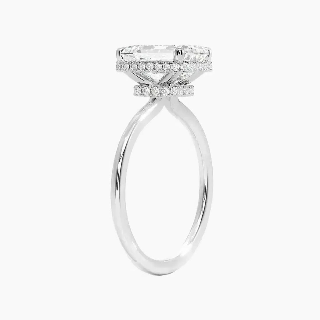 Mirabel Emerald Hidden Halo 2.5 Carat Lab Grown Diamond Engagement Ring in 14K White Gold
