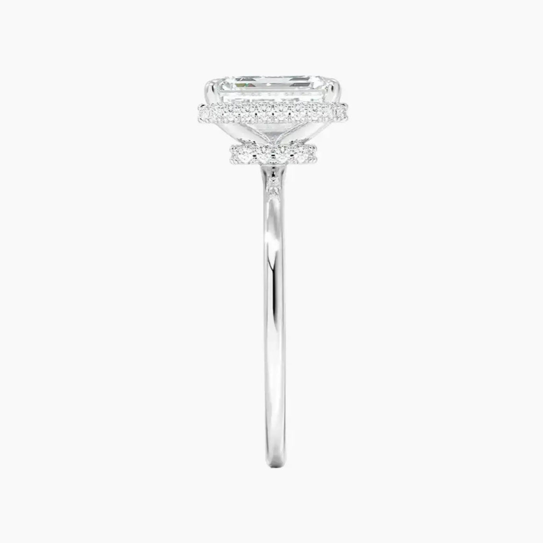 Mirabel Emerald Hidden Halo Diamond Ring Setting in 14K White Gold