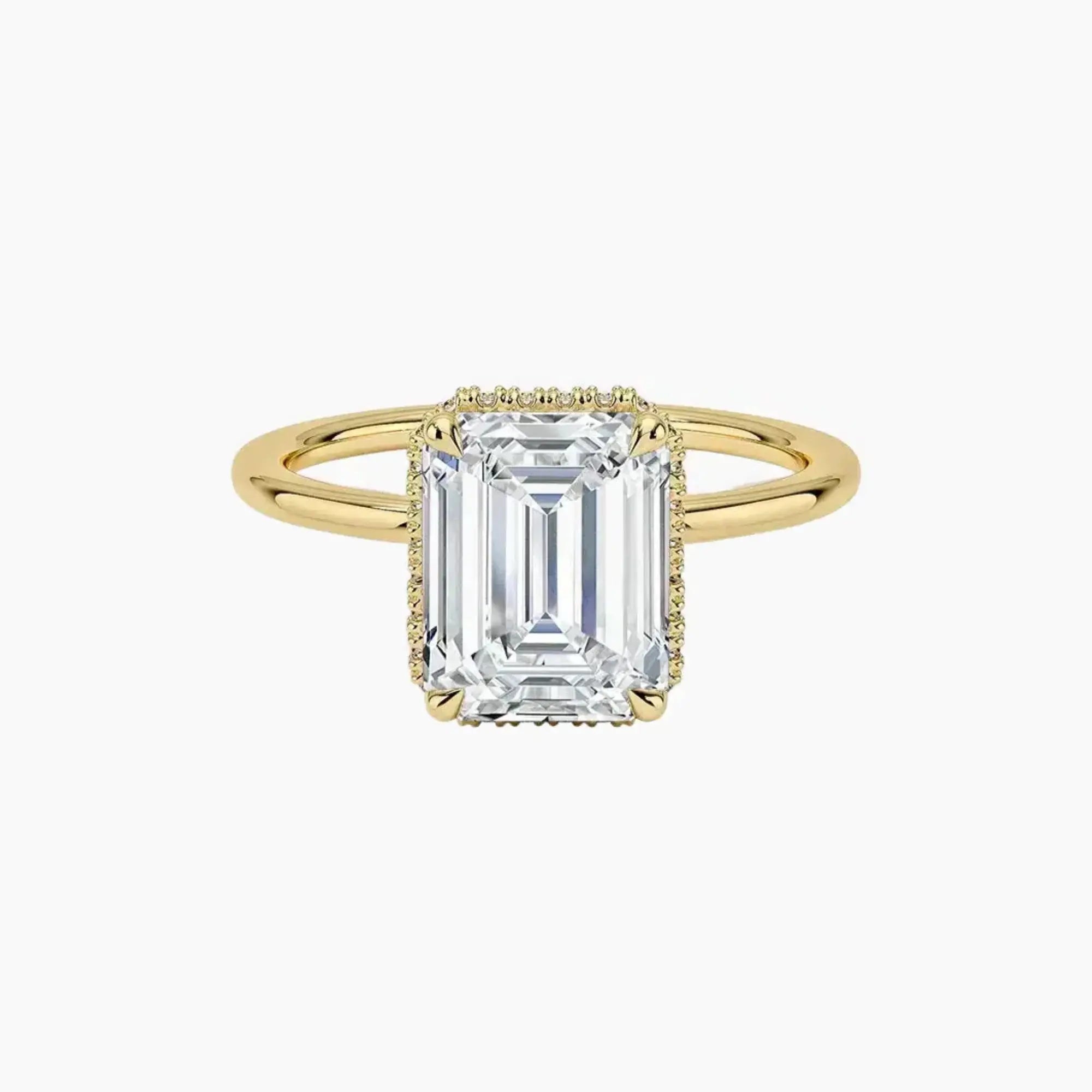 Mirabel Emerald Hidden Halo 3 Carat Lab Grown Diamond Engagement Ring in 14K Rose Gold