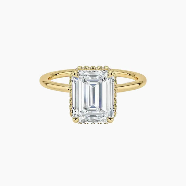 Mirabel Emerald Hidden Halo 3 Carat Lab Grown Diamond Engagement Ring in 14K Yellow Gold