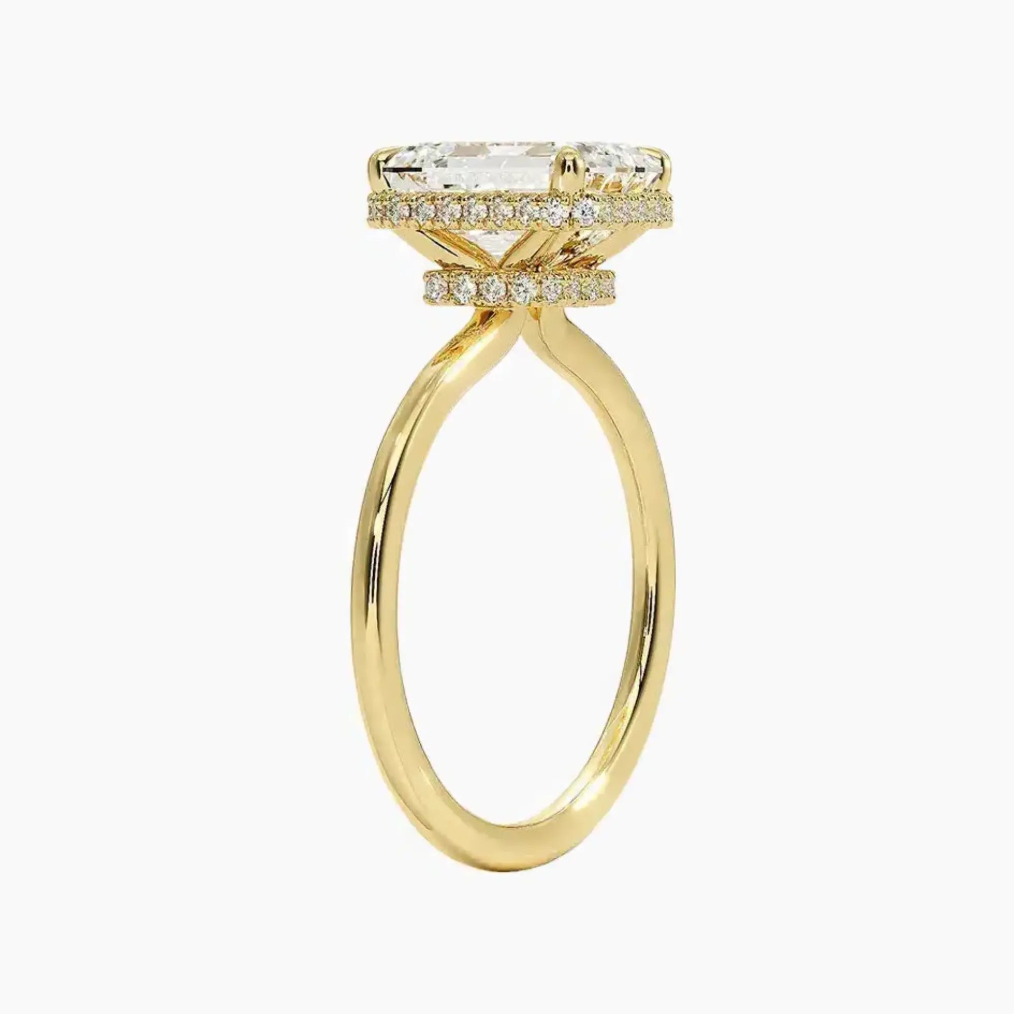Mirabel Emerald Hidden Halo 3 Carat Lab Grown Diamond Engagement Ring in 14K White Gold
