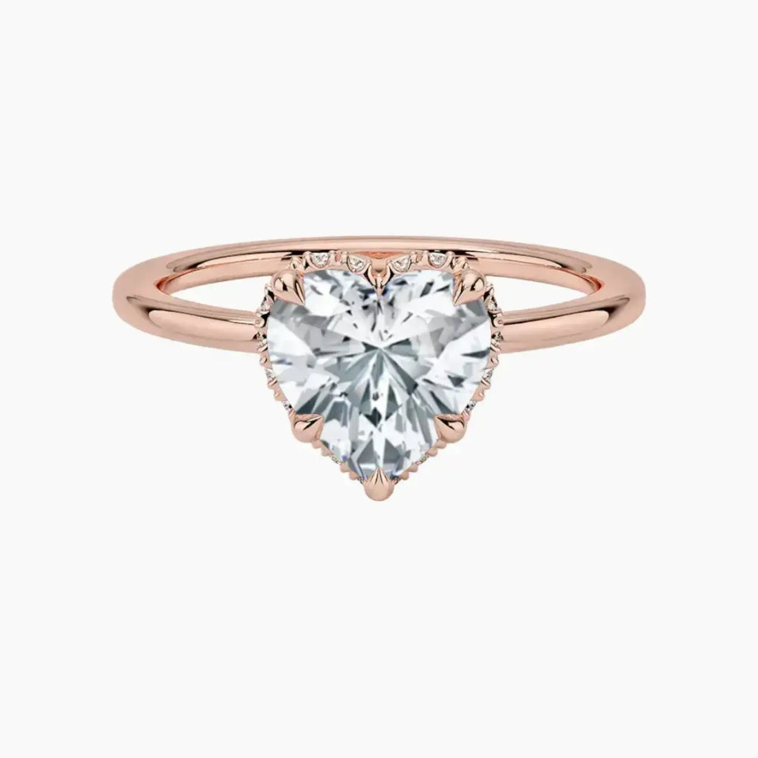 Mirabel Heart Hidden Halo 3 Carat Lab Grown Diamond Engagement Ring in 18K Rose Gold