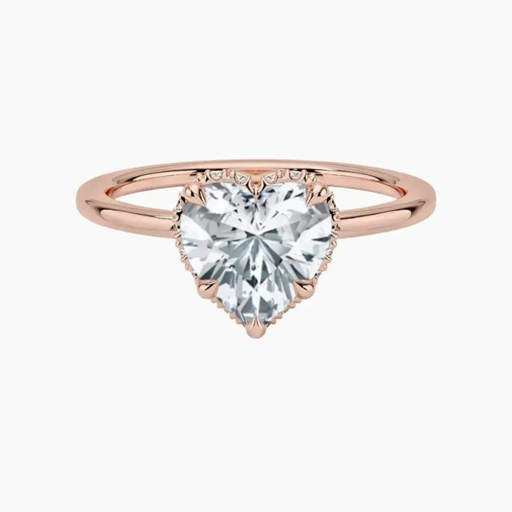Mirabel Heart Hidden Halo 3 Carat Lab Grown Diamond Engagement Ring in 18K Rose Gold