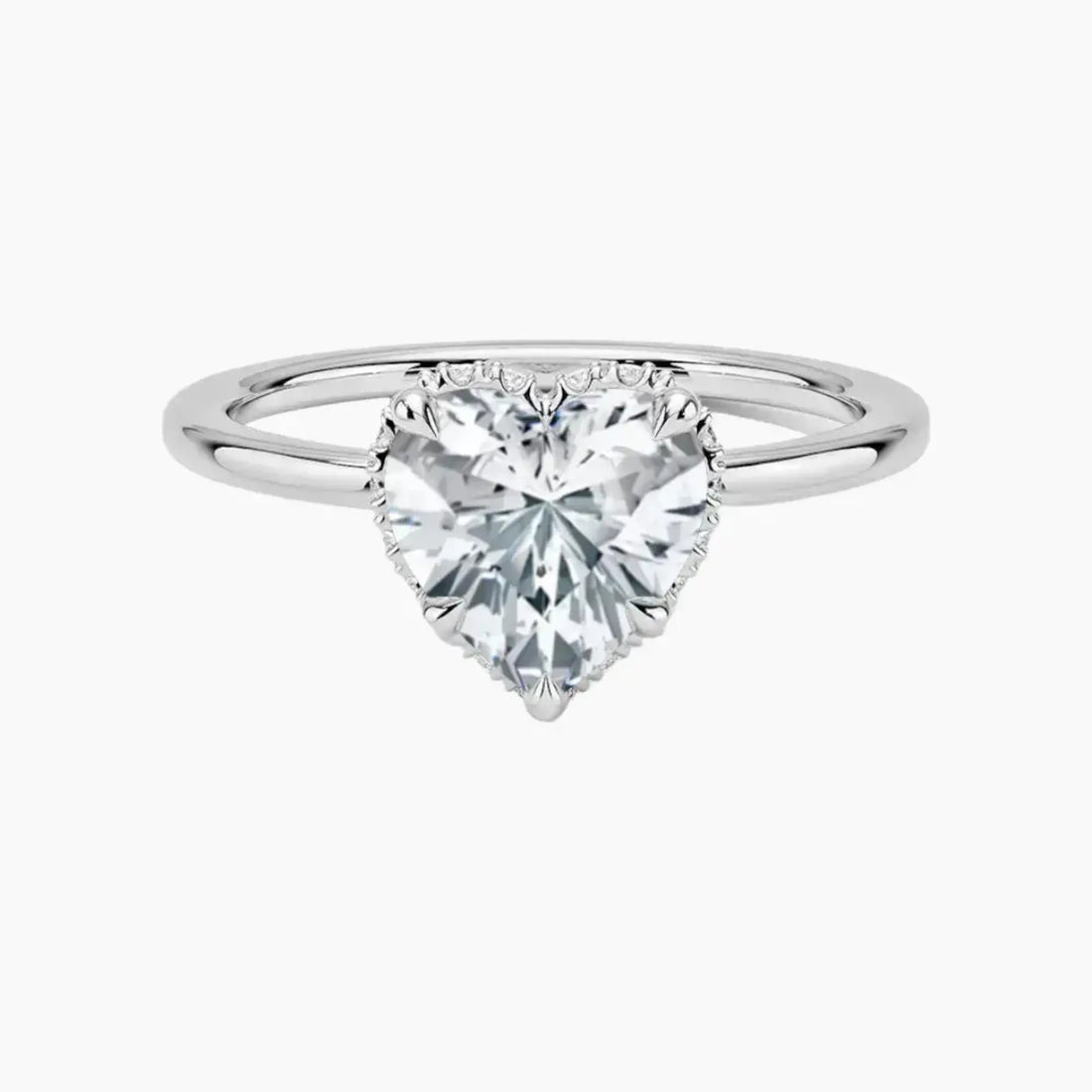Mirabel Heart Hidden Halo 1 Carat Lab Grown Diamond Engagement Ring in 18K White Gold