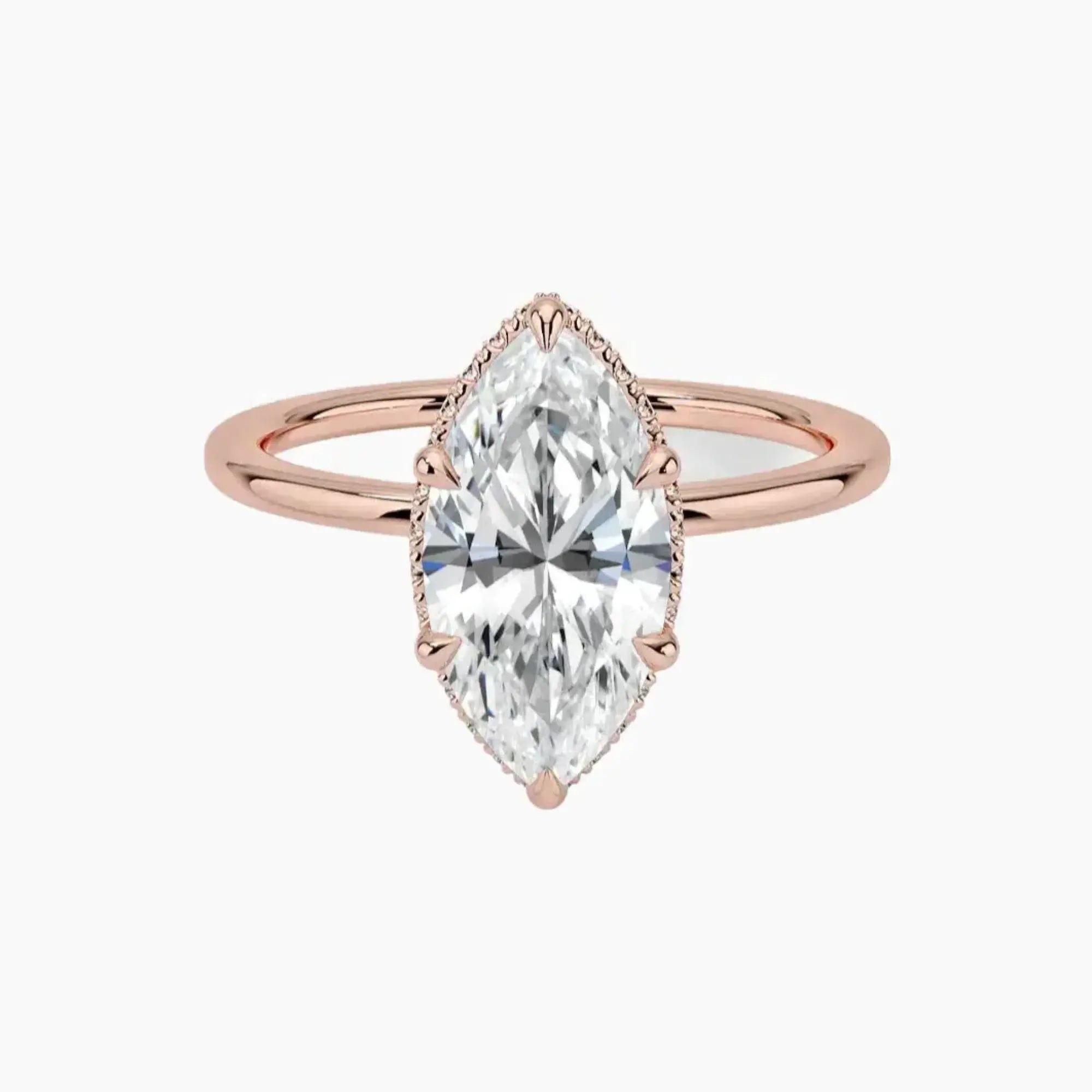 Mirabel Marquise Hidden Halo 3 Carat Lab Grown Diamond Engagement Ring in 18K Rose Gold