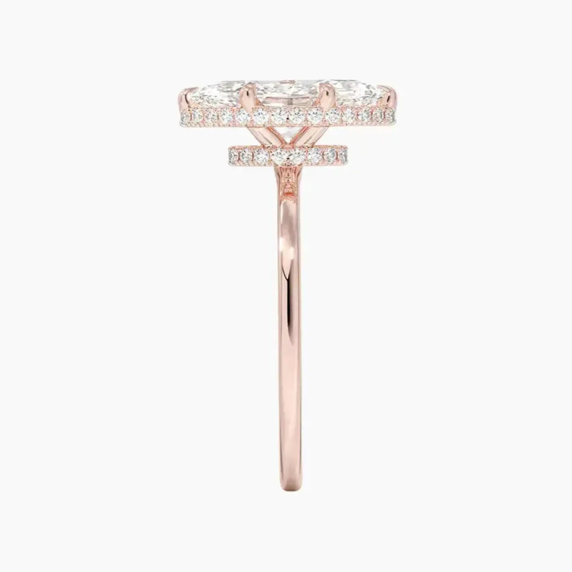 Mirabel Marquise Hidden Halo 1.5 Carat Lab Grown Diamond Engagement Ring in 14K Rose Gold