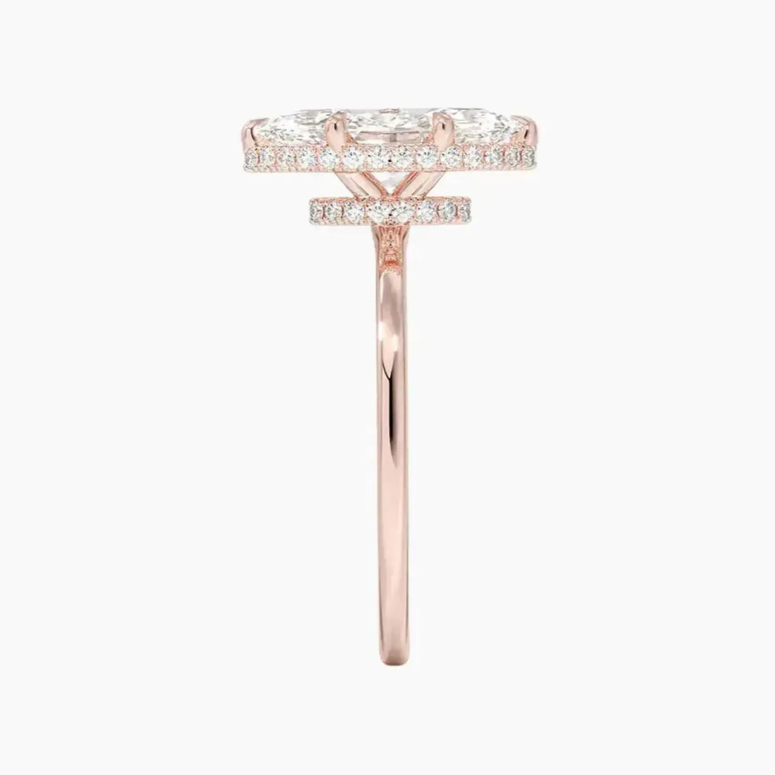 Mirabel Marquise Hidden Halo Diamond Ring Setting in 14K Rose Gold