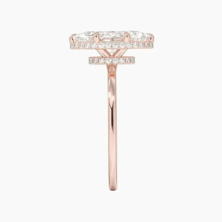 Mirabel Marquise Hidden Halo 3 Carat Lab Grown Diamond Engagement Ring in 14K Yellow Gold