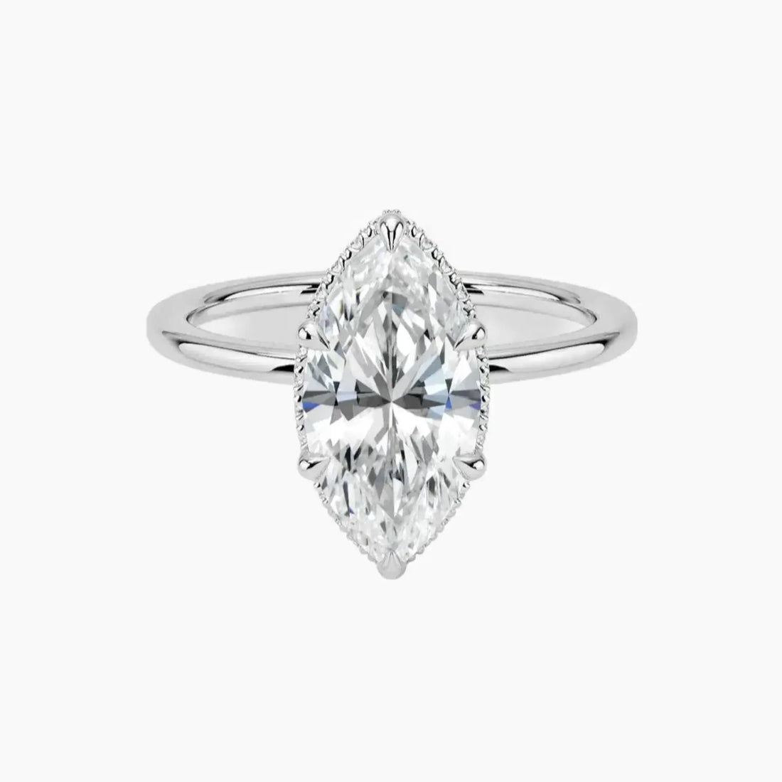 Mirabel Marquise Hidden Halo 3 Carat Lab Grown Diamond Engagement Ring in 18K White Gold