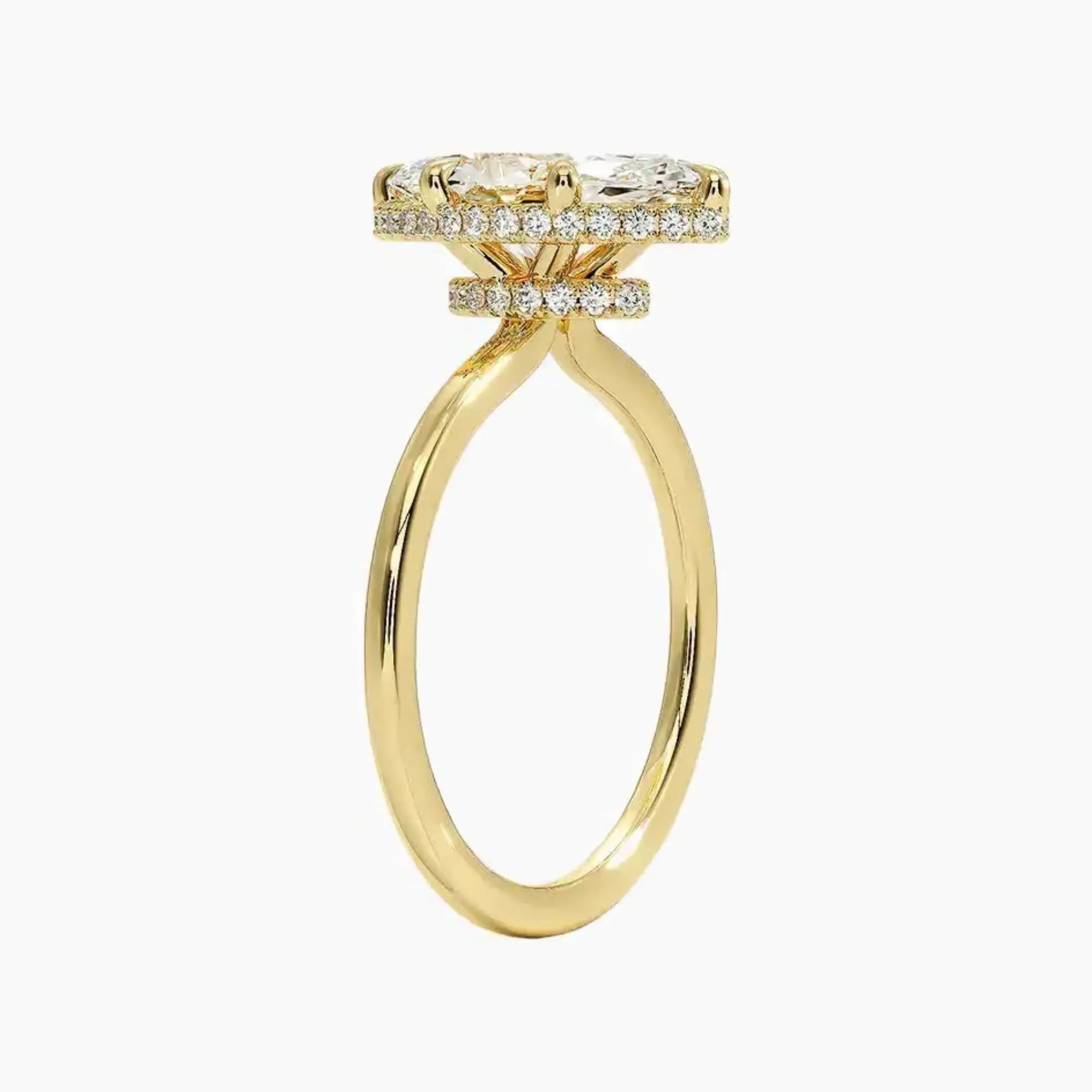 Mirabel Marquise Hidden Halo 3 Carat Lab Grown Diamond Engagement Ring in 14K Rose Gold