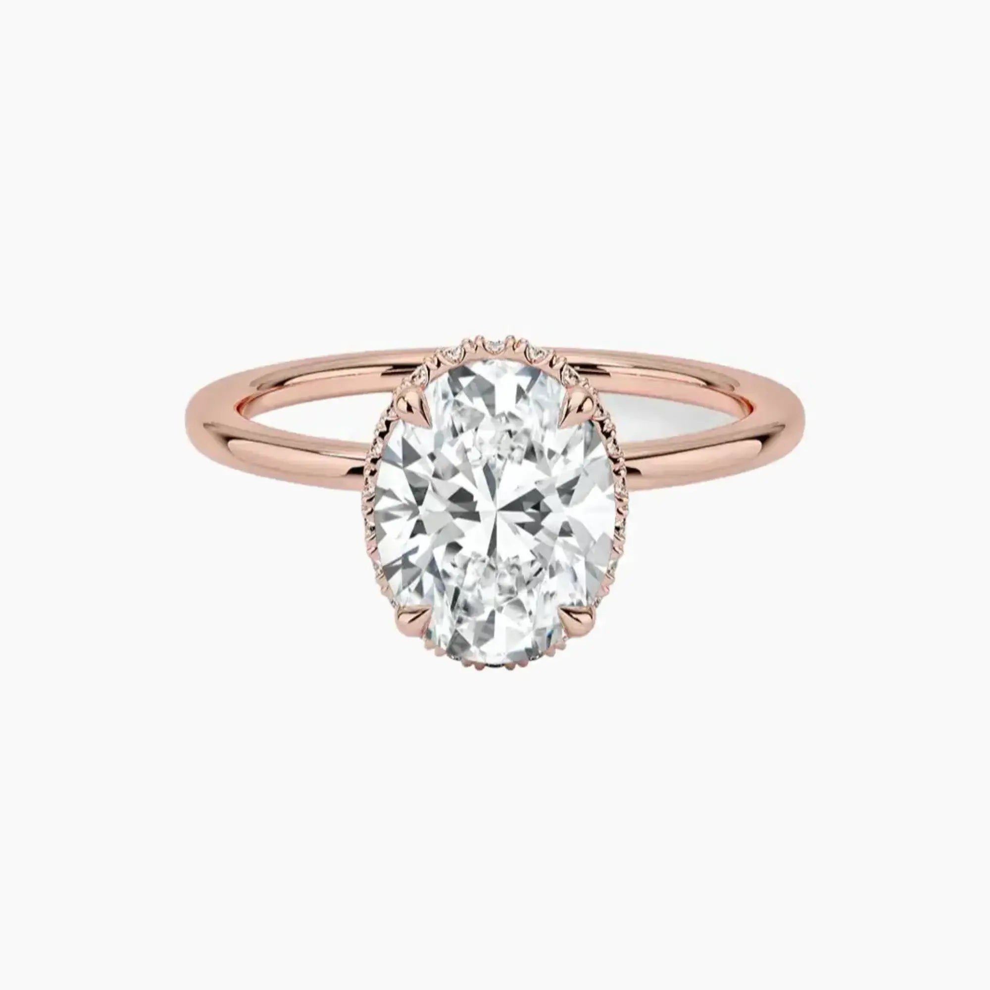 Mirabel Oval Hidden Halo 1 Carat Lab Grown Diamond Engagement Ring in 14K Rose Gold