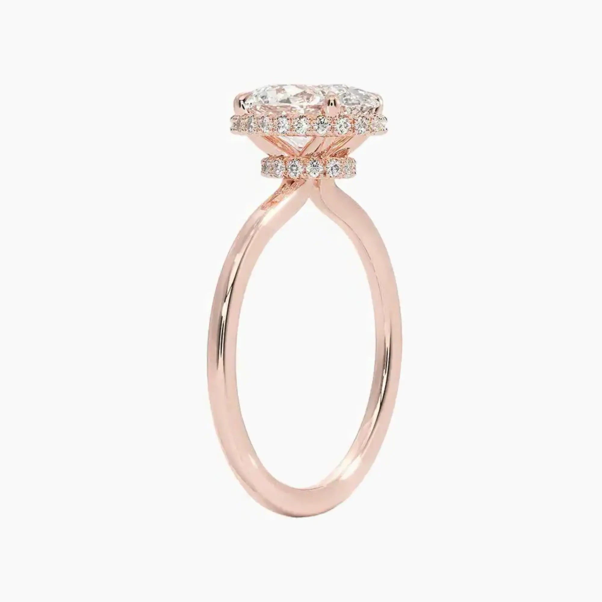 Mirabel Oval Hidden Halo 2.5 Carat Lab Grown Diamond Engagement Ring in 18K Yellow Gold