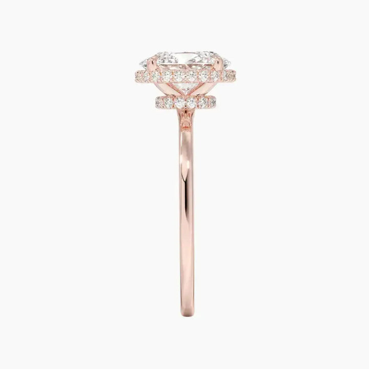 Mirabel Oval Hidden Halo 3 Carat Lab Grown Diamond Engagement Ring in 18K Yellow Gold