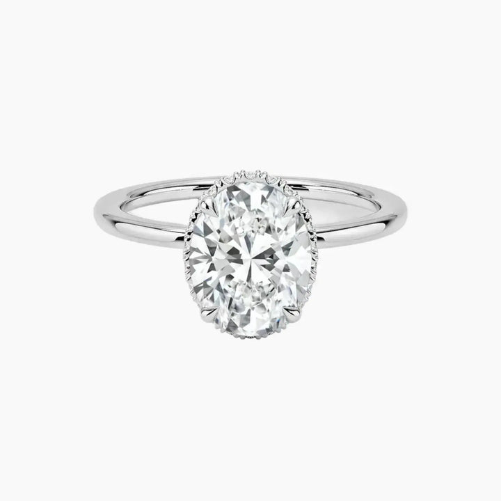 Mirabel Oval Hidden Halo 1.5 Carat Lab Grown Diamond Engagement Ring in 14K White Gold