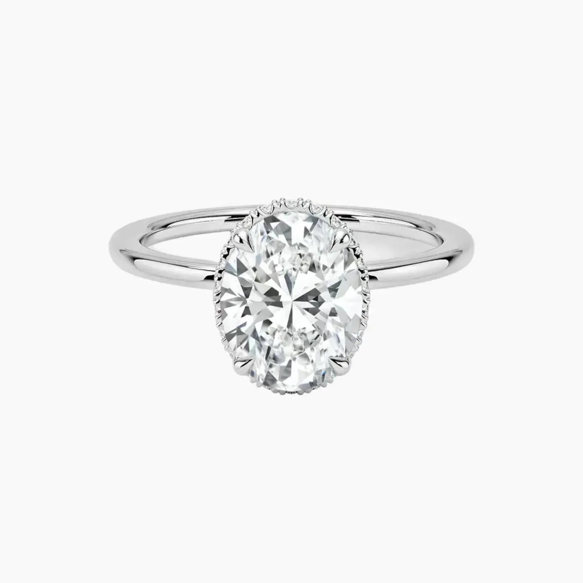 Mirabel Oval Hidden Halo 2.5 Carat Lab Grown Diamond Engagement Ring in 14K White Gold