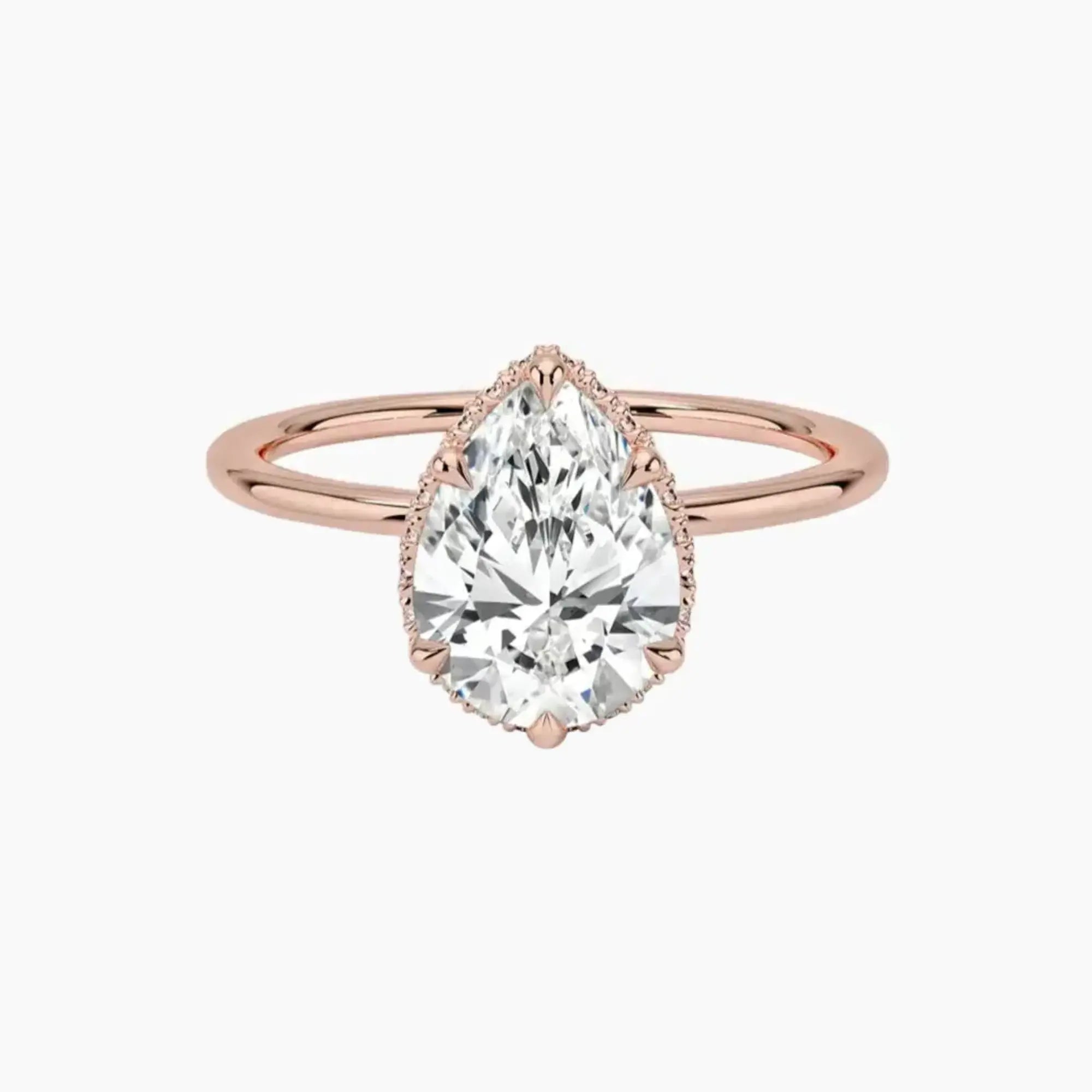 Mirabel Pear Hidden Halo 1 Carat Lab Grown Diamond Engagement Ring in 18K Yellow Gold