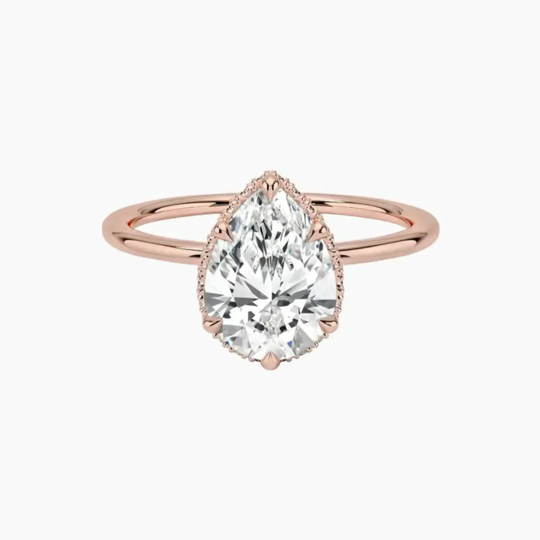 Mirabel Pear Hidden Halo 1 Carat Lab Grown Diamond Engagement Ring in 14K White Gold