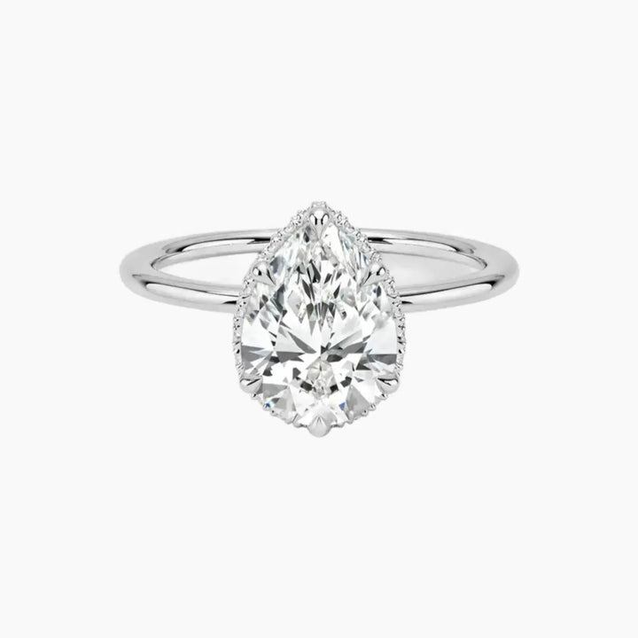 Mirabel Pear Hidden Halo 3 Carat Lab Grown Diamond Engagement Ring in 14K White Gold