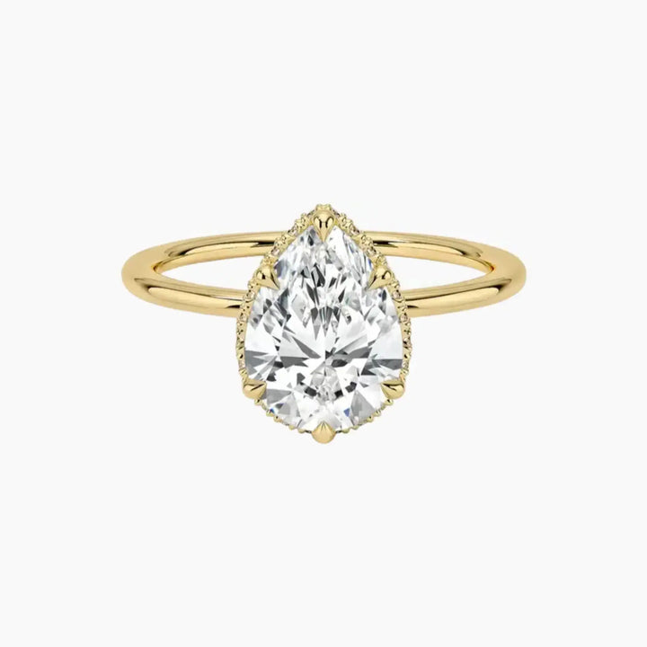 Mirabel Pear Hidden Halo 3 Carat Lab Grown Diamond Engagement Ring in 14K Yellow Gold
