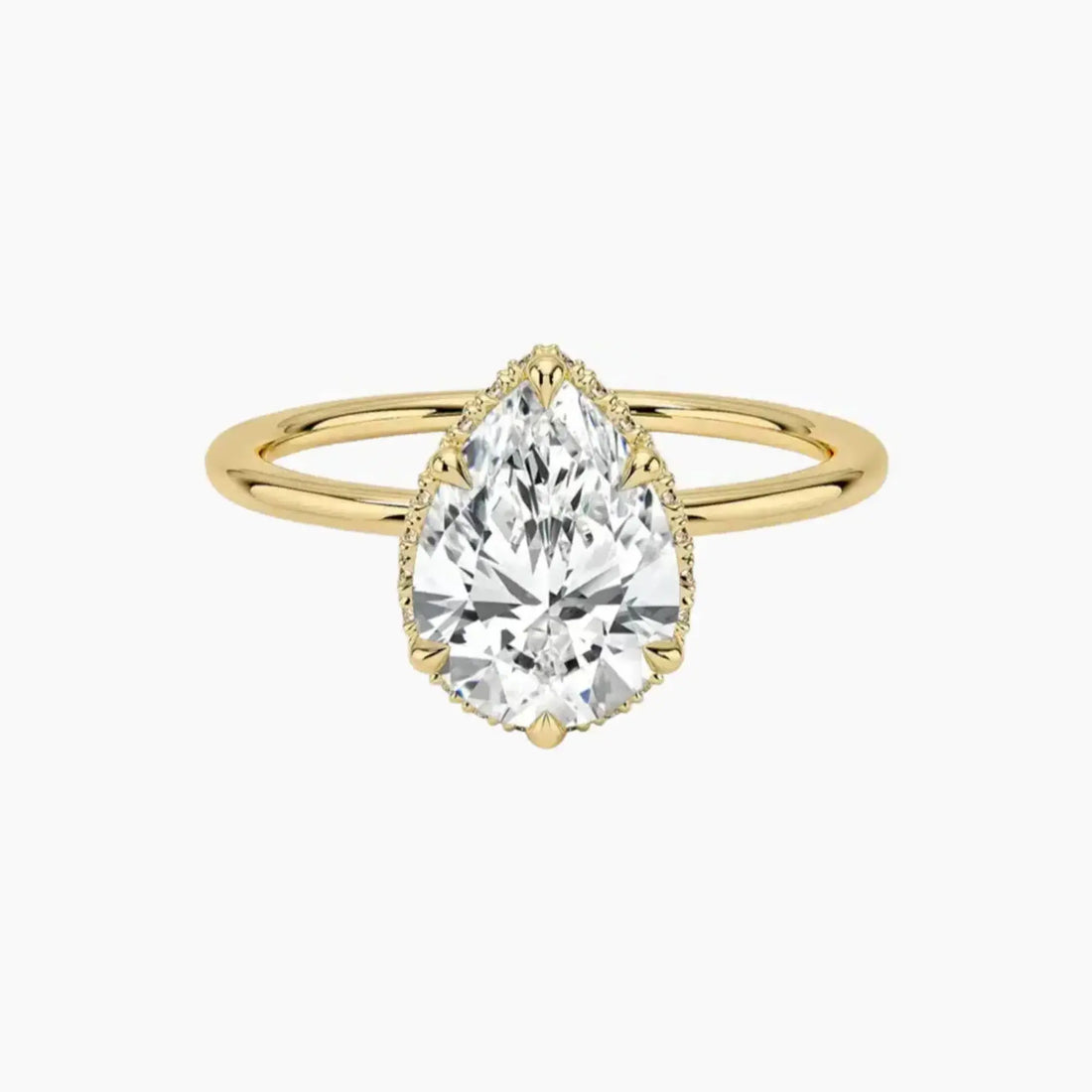 Mirabel Pear Hidden Halo 1.5 Carat Lab Grown Diamond Engagement Ring in 18K Yellow Gold