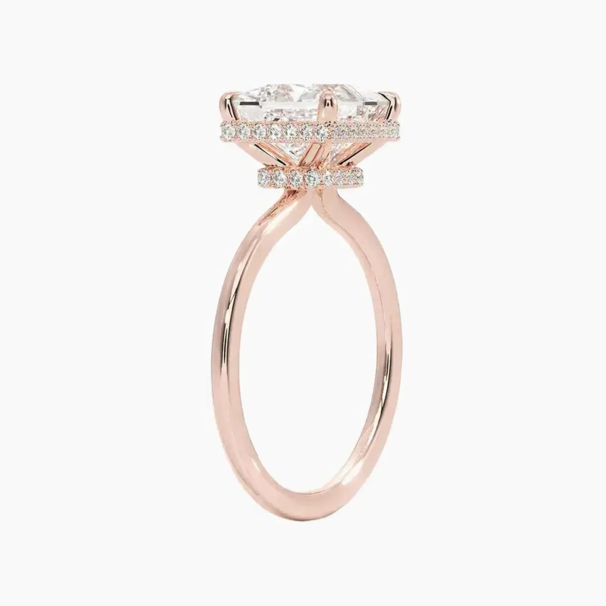 Mirabel Princess Hidden Halo 1 Carat Lab Grown Diamond Engagement Ring in 14K Yellow Gold