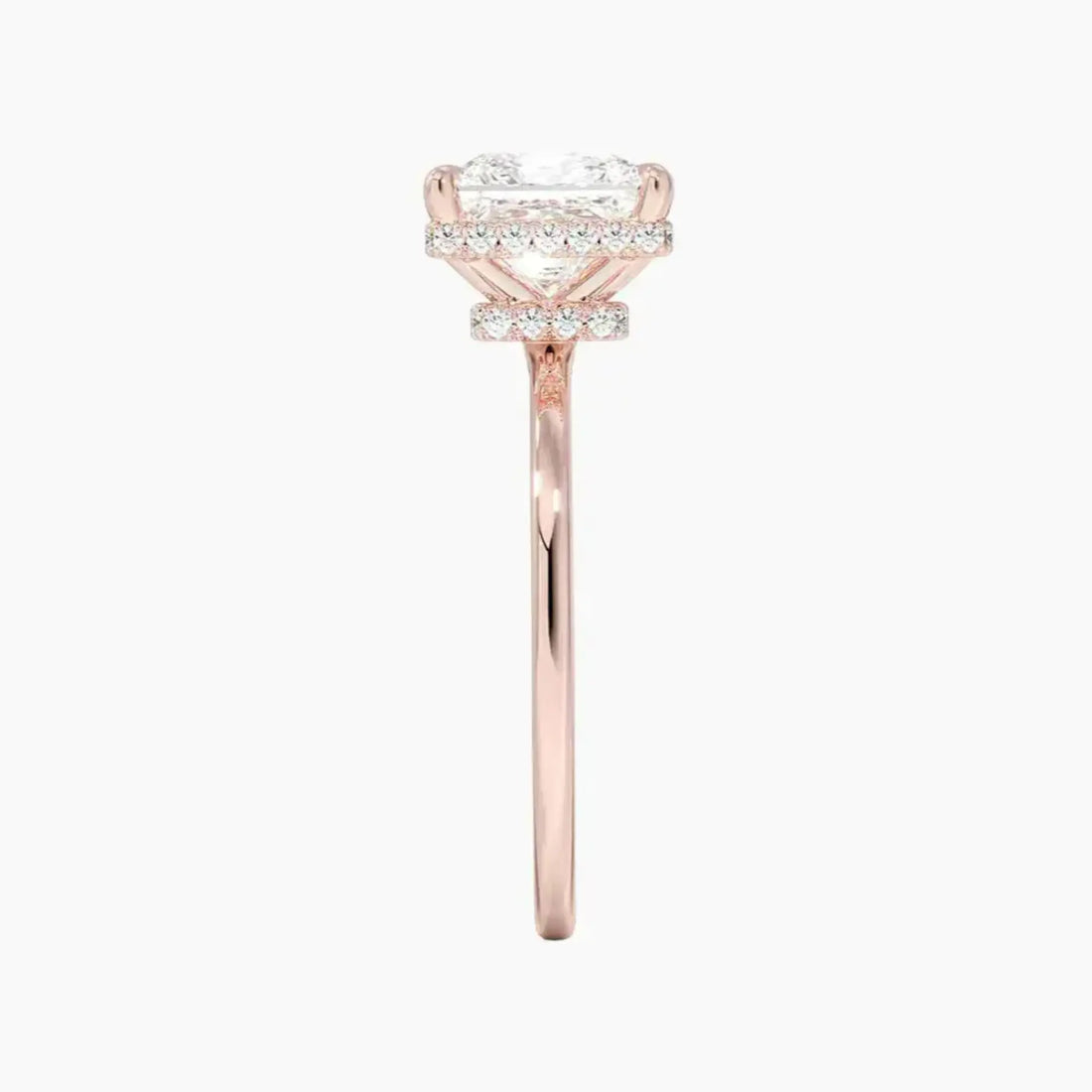 Mirabel Princess Hidden Halo Diamond Ring Setting in 18K Rose Gold