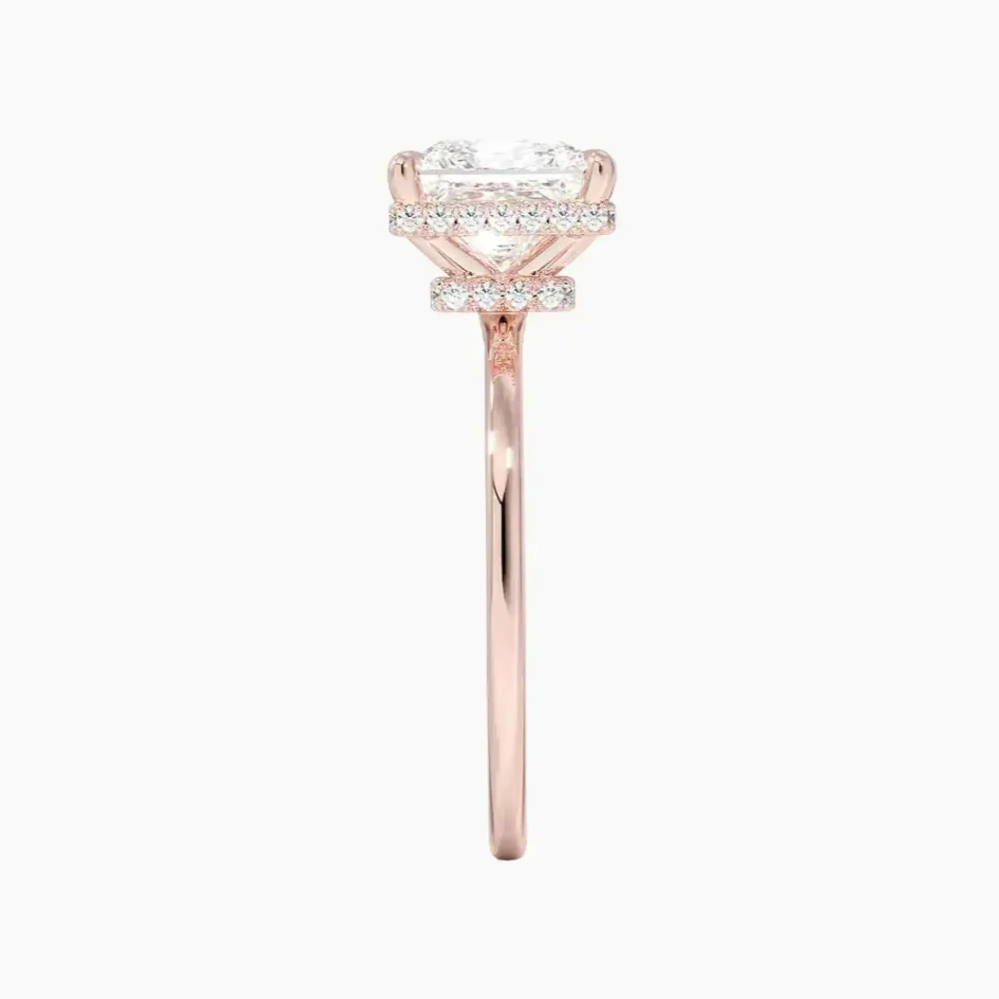Mirabel Princess Hidden Halo 2 Carat Lab Grown Diamond Engagement Ring in 18K Rose Gold