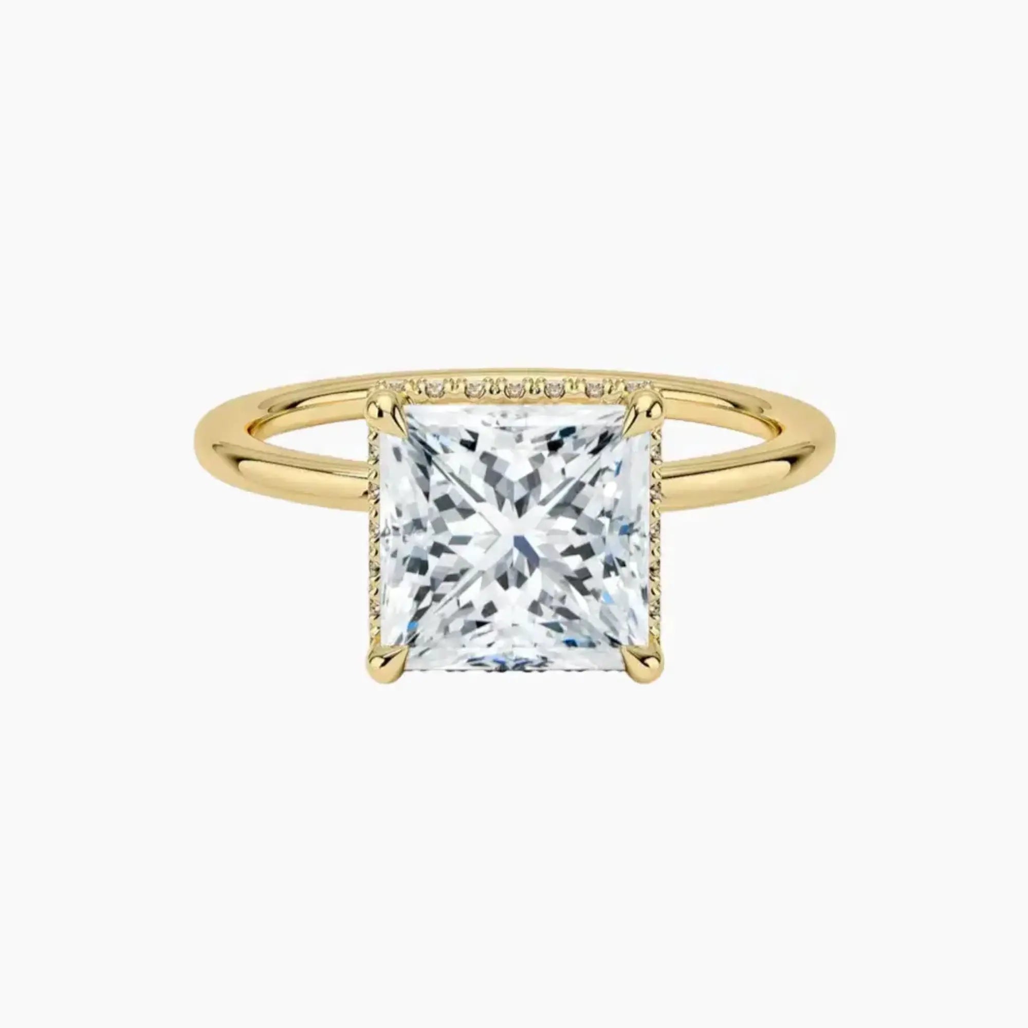 Mirabel Princess Hidden Halo Diamond Ring Setting in 18K Yellow Gold
