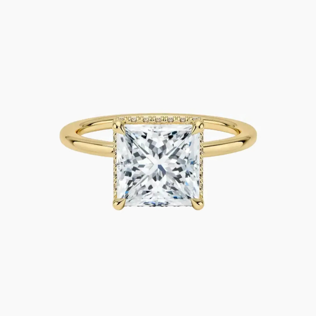 Mirabel Princess Hidden Halo Diamond Ring Setting in 18K Yellow Gold