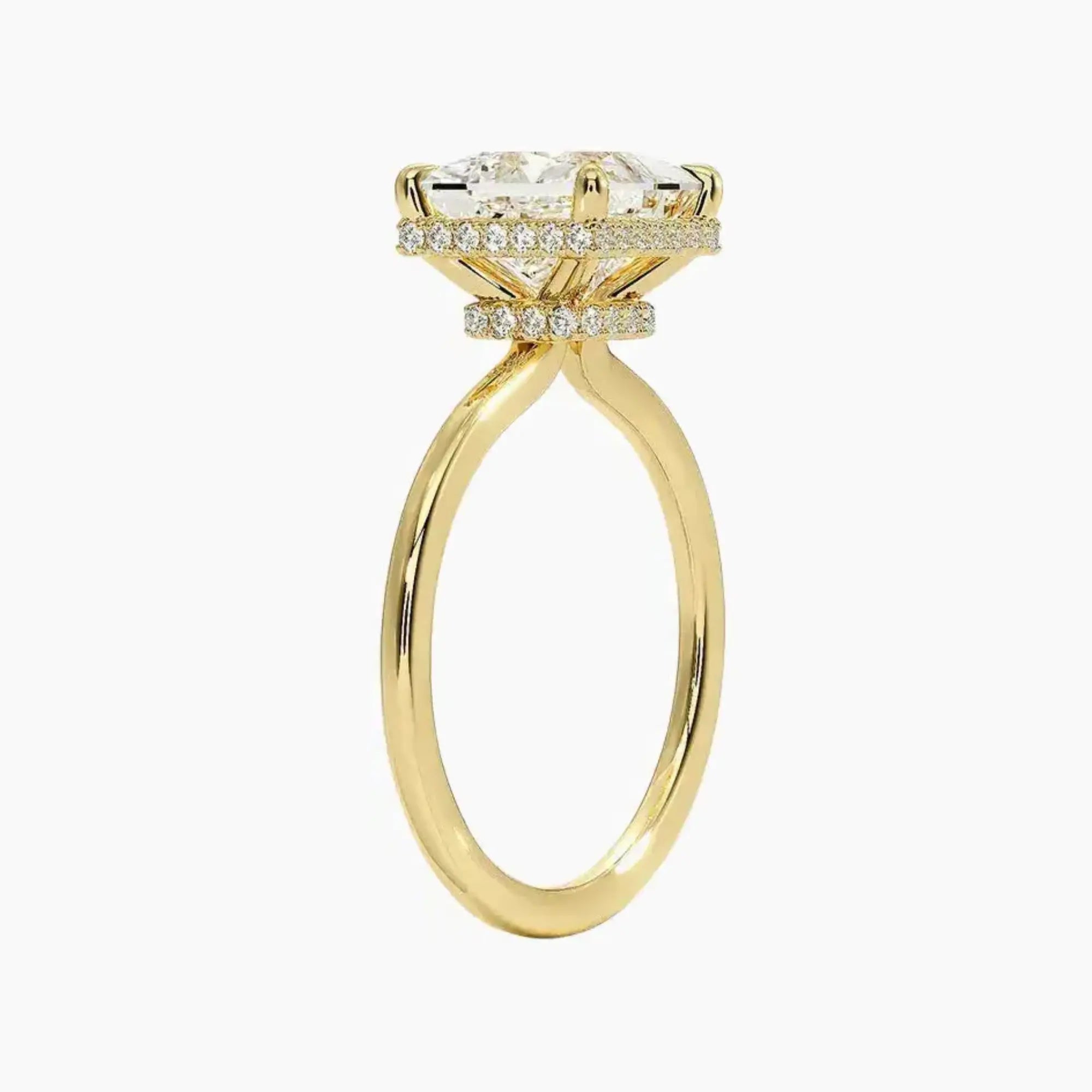 Mirabel Princess Hidden Halo 3 Carat Lab Grown Diamond Engagement Ring in 14K White Gold