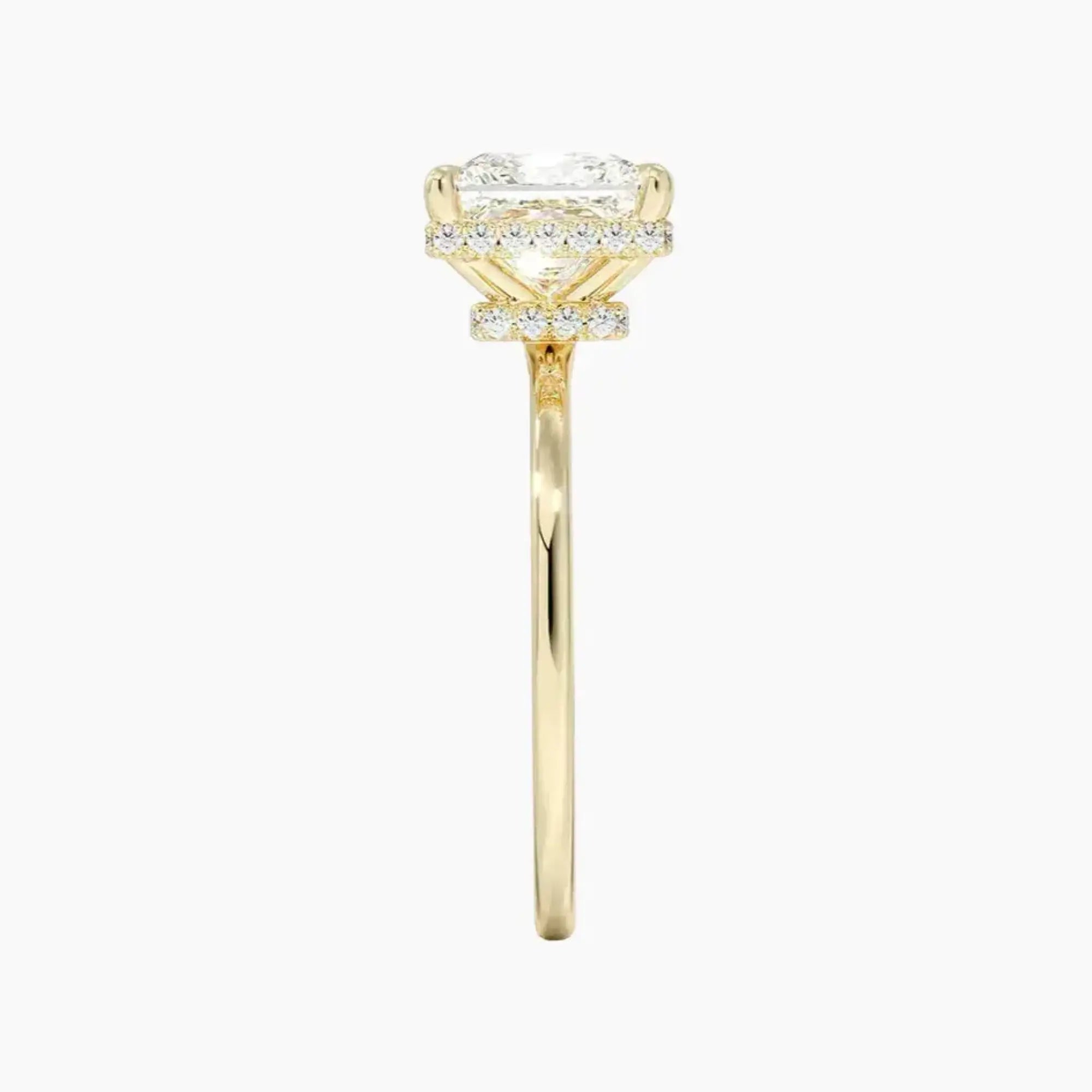 Mirabel Princess Hidden Halo 1 Carat Lab Grown Diamond Engagement Ring in 14K Yellow Gold