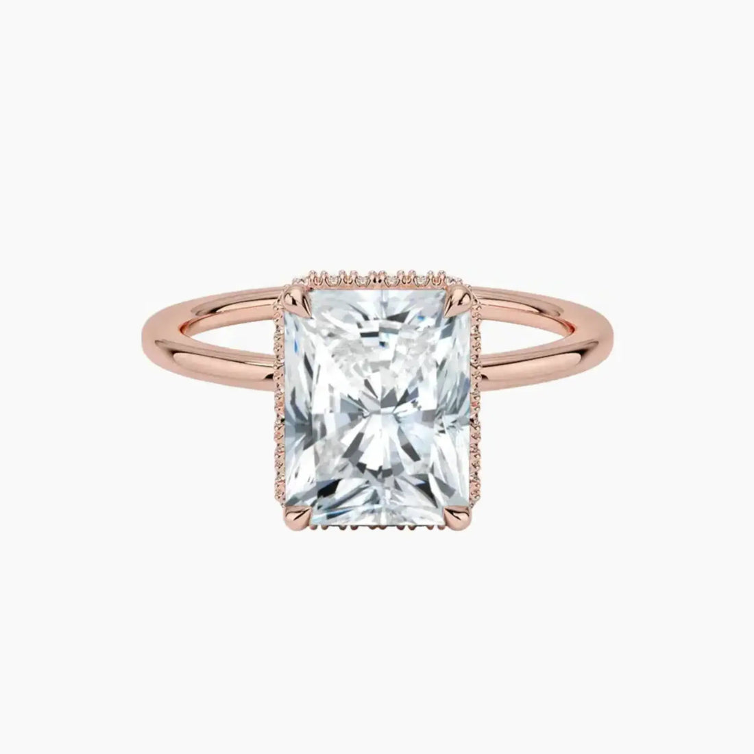 Mirabel Radiant Hidden Halo 3 Carat Lab Grown Diamond Engagement Ring in 14K White Gold