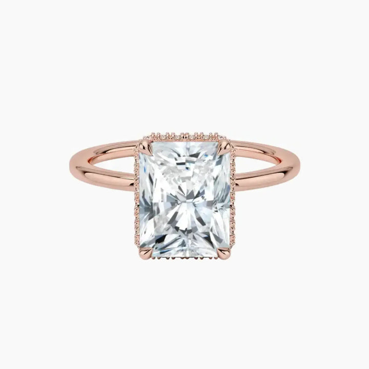 Mirabel Radiant Hidden Halo 1.5 Carat Lab Grown Diamond Engagement Ring in 18K Rose Gold