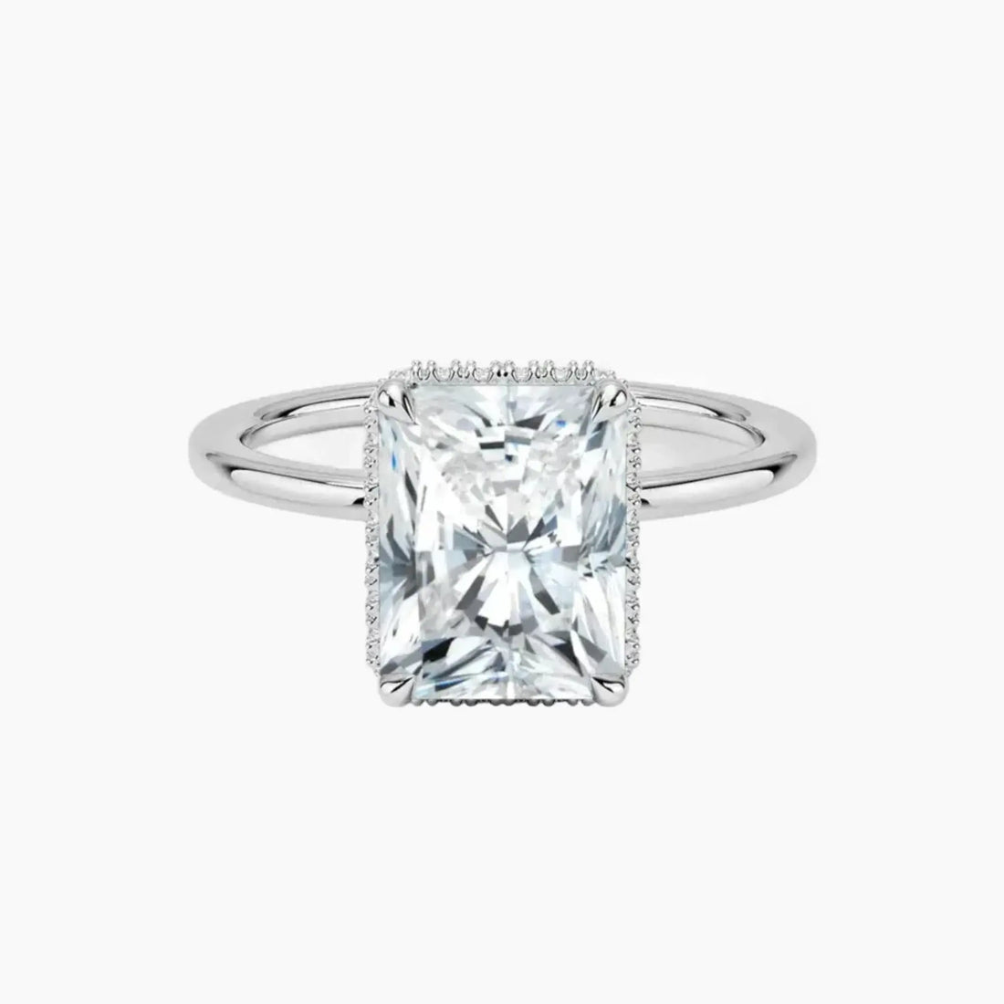 Mirabel Radiant Hidden Halo Diamond Ring Setting in 14K Yellow Gold
