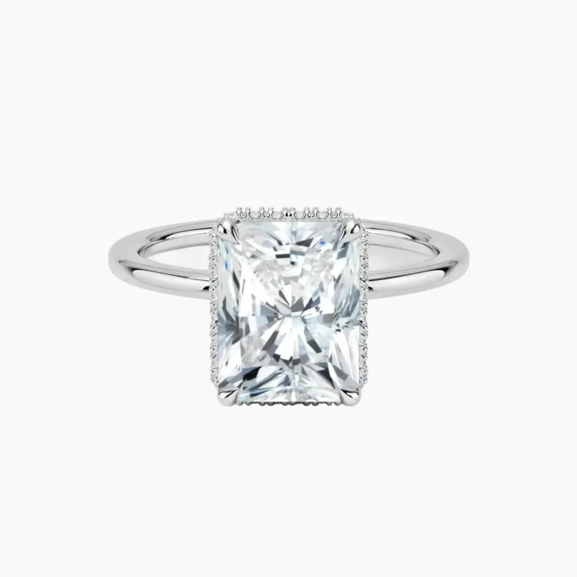 Mirabel Radiant Hidden Halo Diamond Ring Setting in 14K Rose Gold