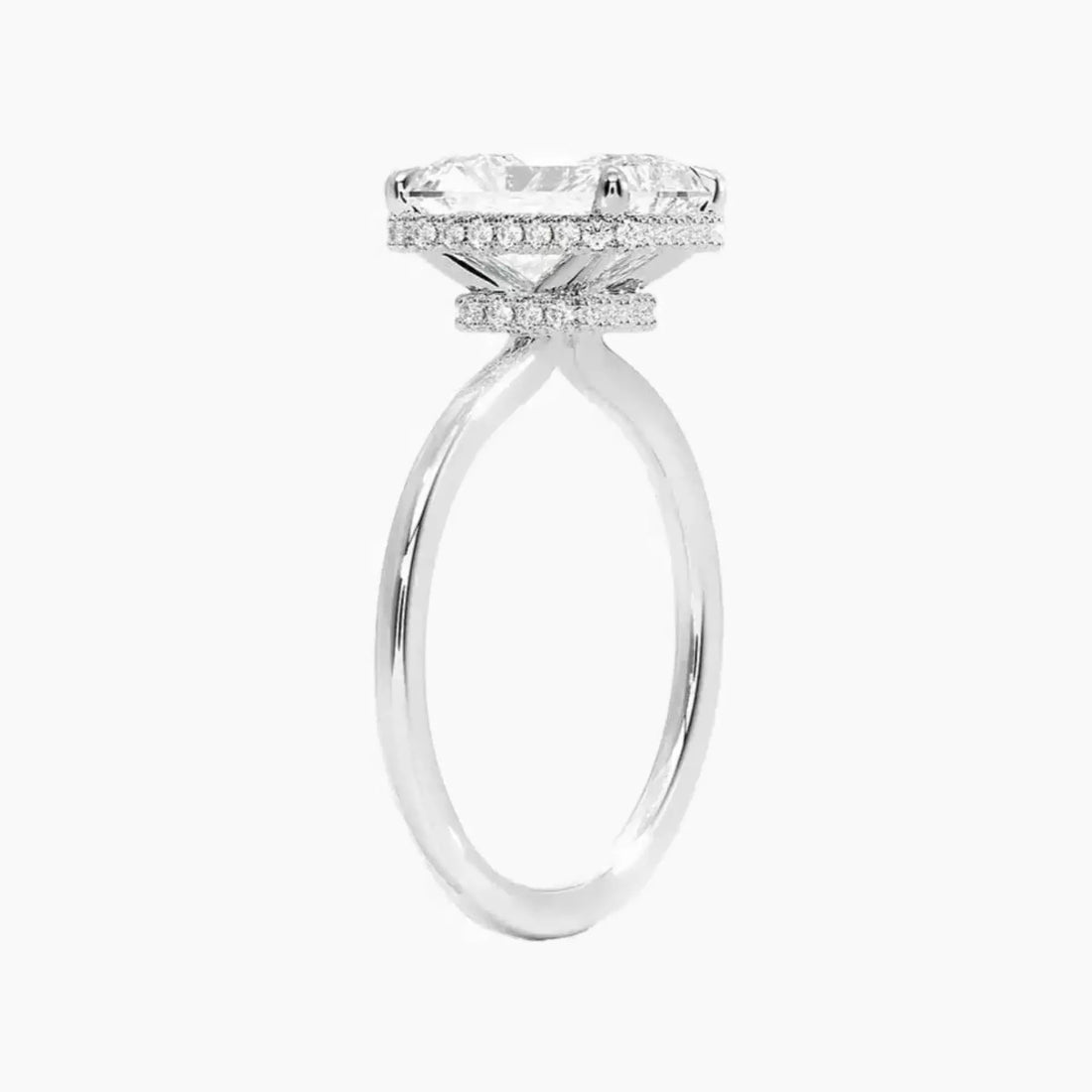 Mirabel Radiant Hidden Halo 3 Carat Lab Grown Diamond Engagement Ring in 18K Rose Gold