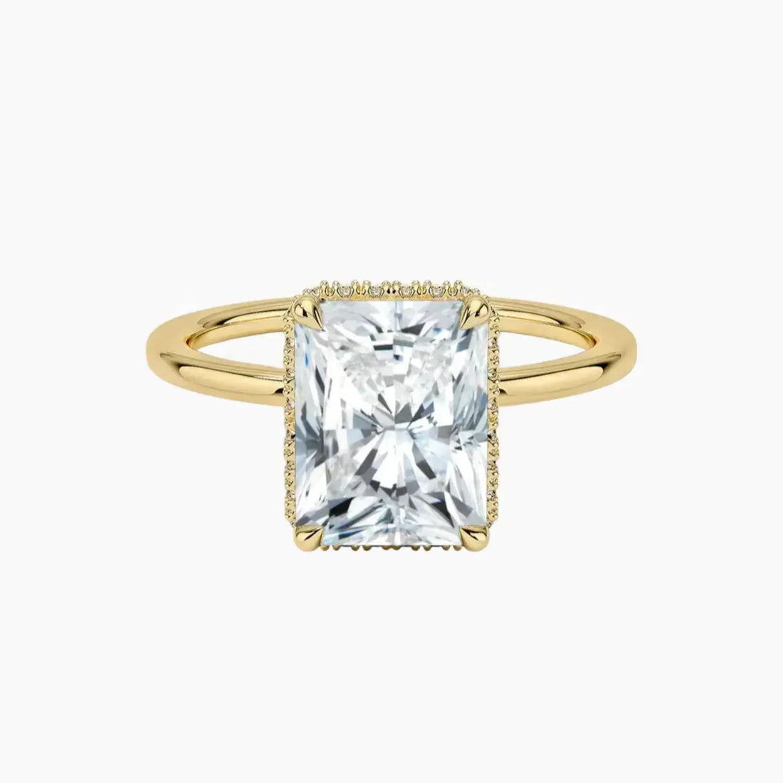 Mirabel Radiant Hidden Halo 1 Carat Lab Grown Diamond Engagement Ring in 18K Yellow Gold