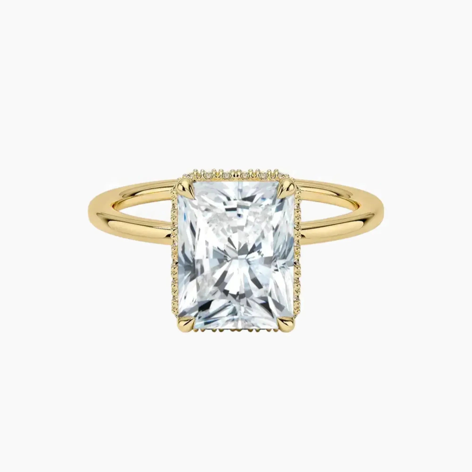 Mirabel Radiant Hidden Halo 3 Carat Lab Grown Diamond Engagement Ring in 18K Rose Gold