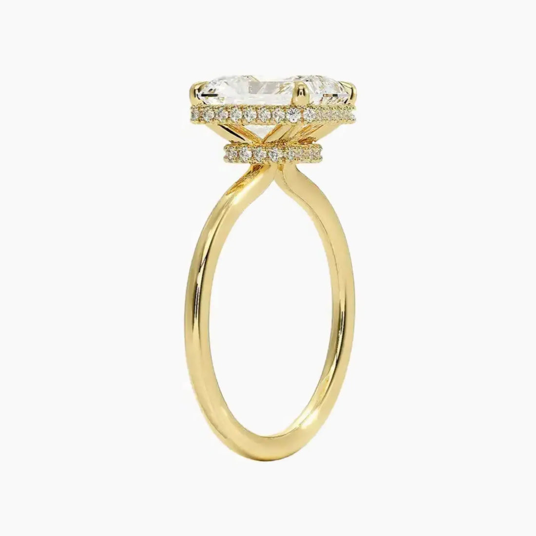 Mirabel Radiant Hidden Halo Diamond Ring Setting in 18K White Gold