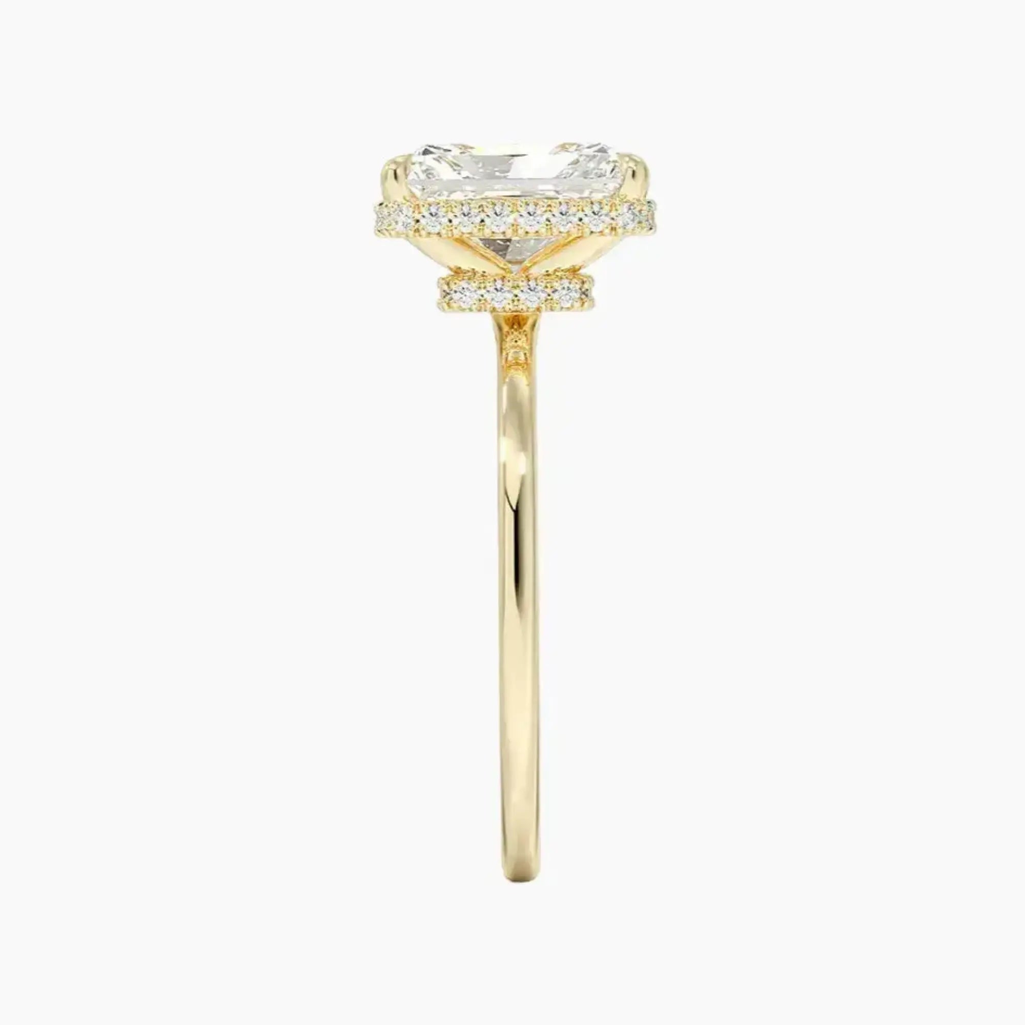 Mirabel Radiant Hidden Halo Diamond Ring Setting in 18K White Gold