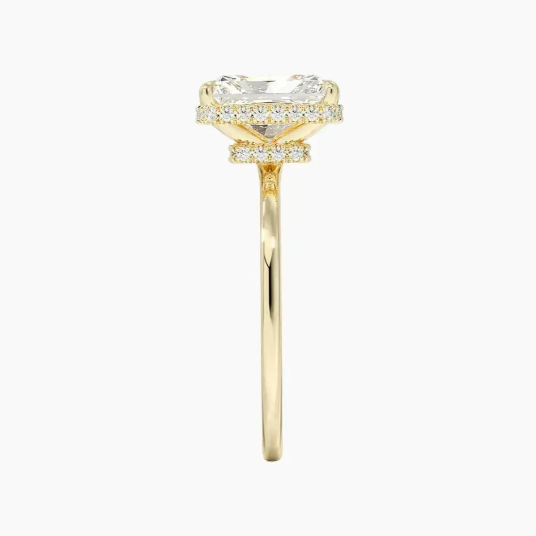 Mirabel Radiant Hidden Halo Diamond Ring Setting in 14K Rose Gold