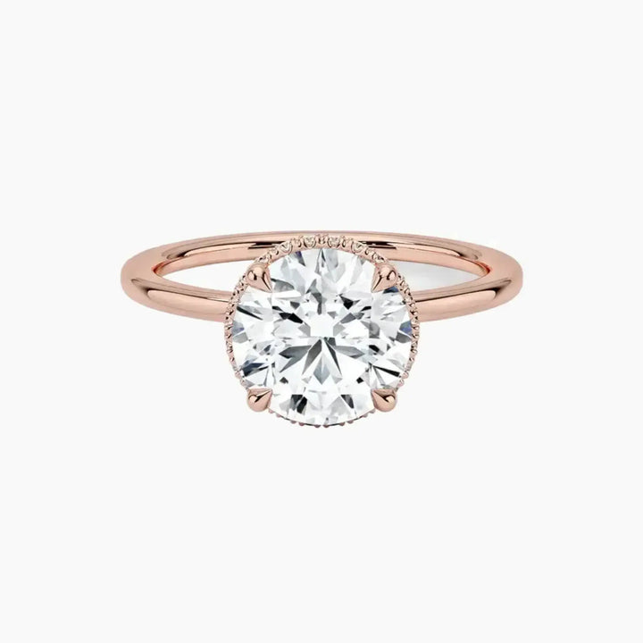 Mirabel Round Hidden Halo 3 Carat Lab Grown Diamond Engagement Ring in 14K Rose Gold
