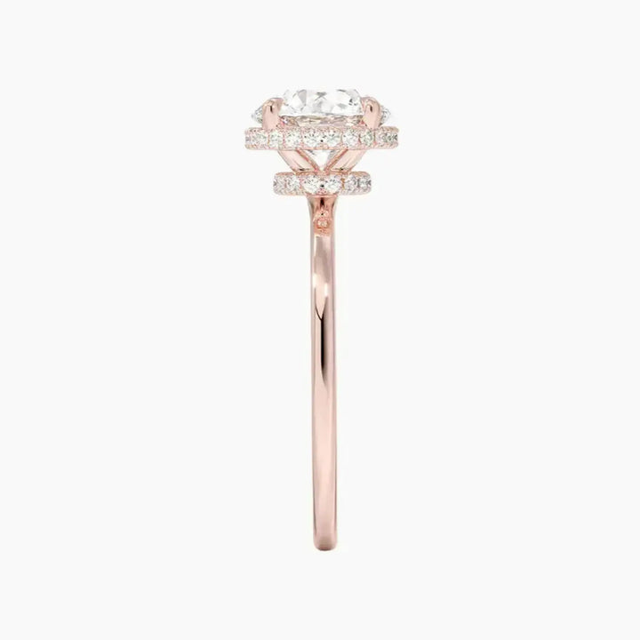 Mirabel Round Hidden Halo 3 Carat Lab Grown Diamond Engagement Ring in 18K White Gold
