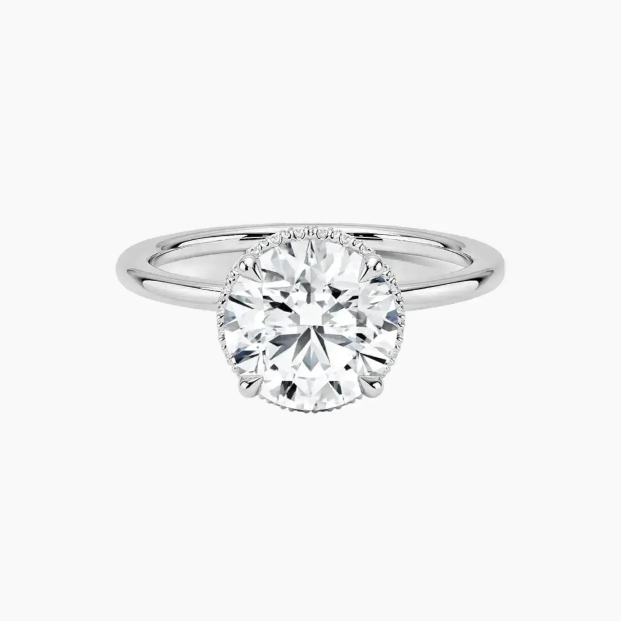 Mirabel Round Hidden Halo Diamond Ring Setting in 18K Yellow Gold