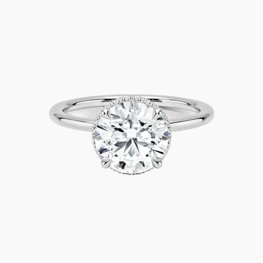 Mirabel Round Hidden Halo Diamond Ring Setting in 18K Yellow Gold