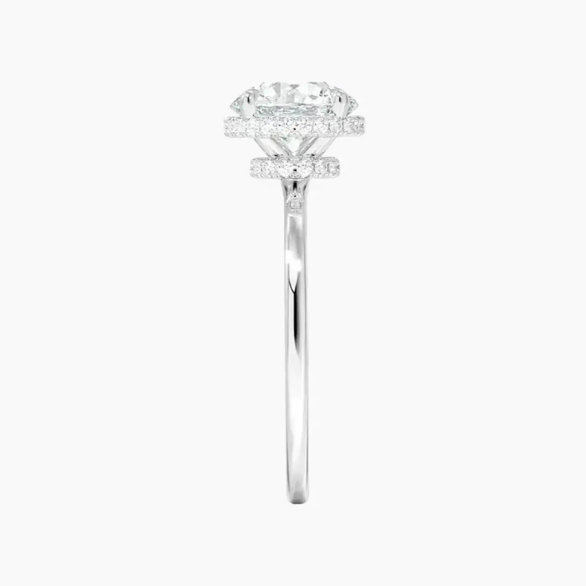 Mirabel Round Hidden Halo 3 Carat Lab Grown Diamond Engagement Ring in 14K White Gold