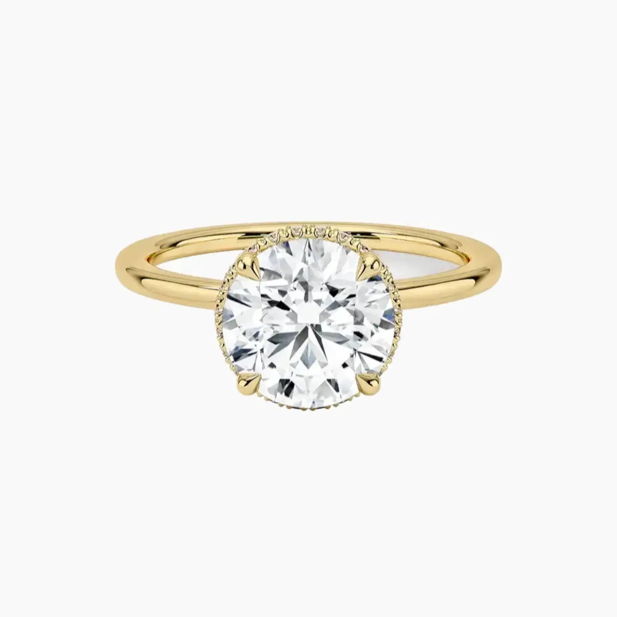 Mirabel Round Hidden Halo 3 Carat Lab Grown Diamond Engagement Ring in 14K Yellow Gold